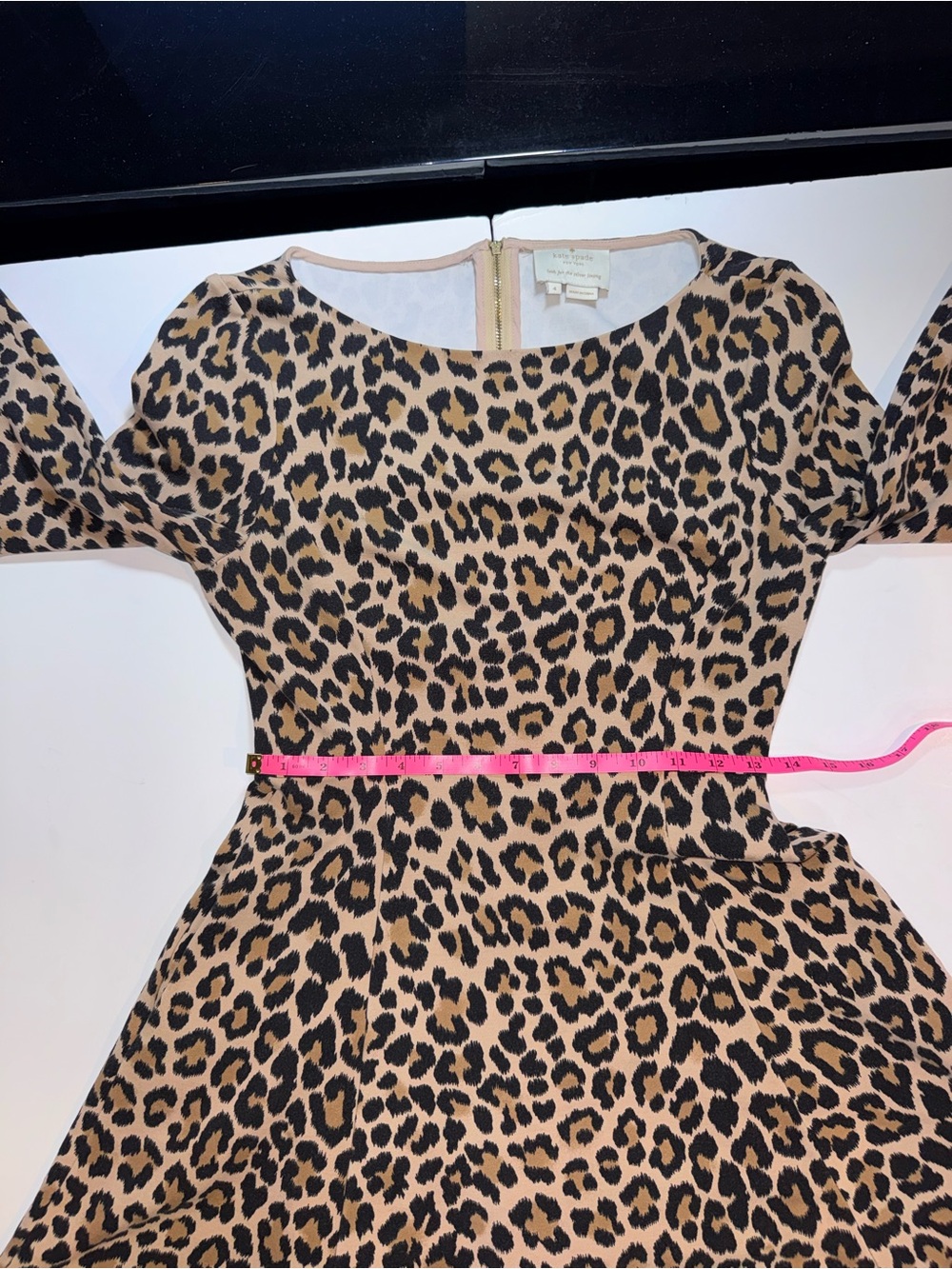 kate spade Leopard Print Long-Sleeve Fit & Flare Dress with pockets size 4 - Picture 6 of 11